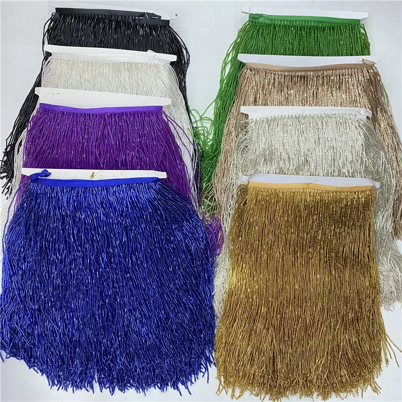 Beaded Trim Fringe - 5 メートル/ロット美しいトリムポリエステルビーズレースフリンジタッセル 30 センチメートル幅 DIY ラテンダンスカーテン服ダンスレースリボン