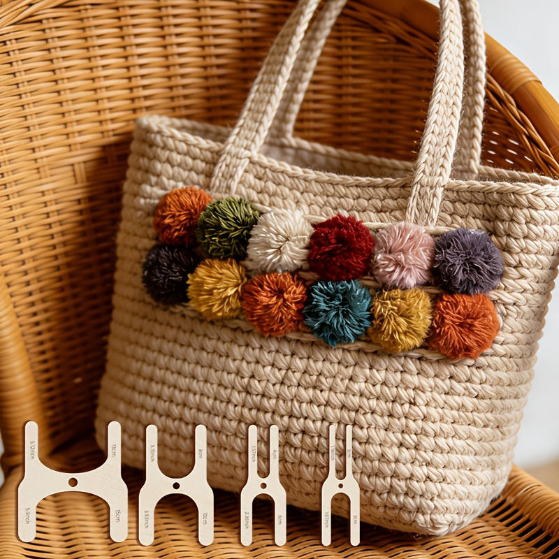 Pom Pom Maker Tool - 4サイズの木製ポンポンメーカー4個セット、毛糸ボールやかぎ針編みのぬいぐるみクラフト用DIYツール、アミグルミ愛好家や初心者向け