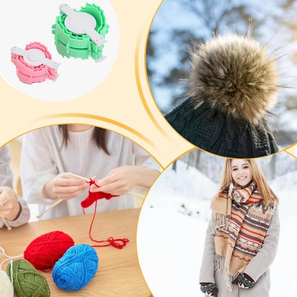 Pom Pom Maker Tool - AC76-ポンポンメーカー フラフボール織りツール ハート型かぎ針編み糸ポンポンメーカー 2個入り ポータブル手作りボール織りツール
