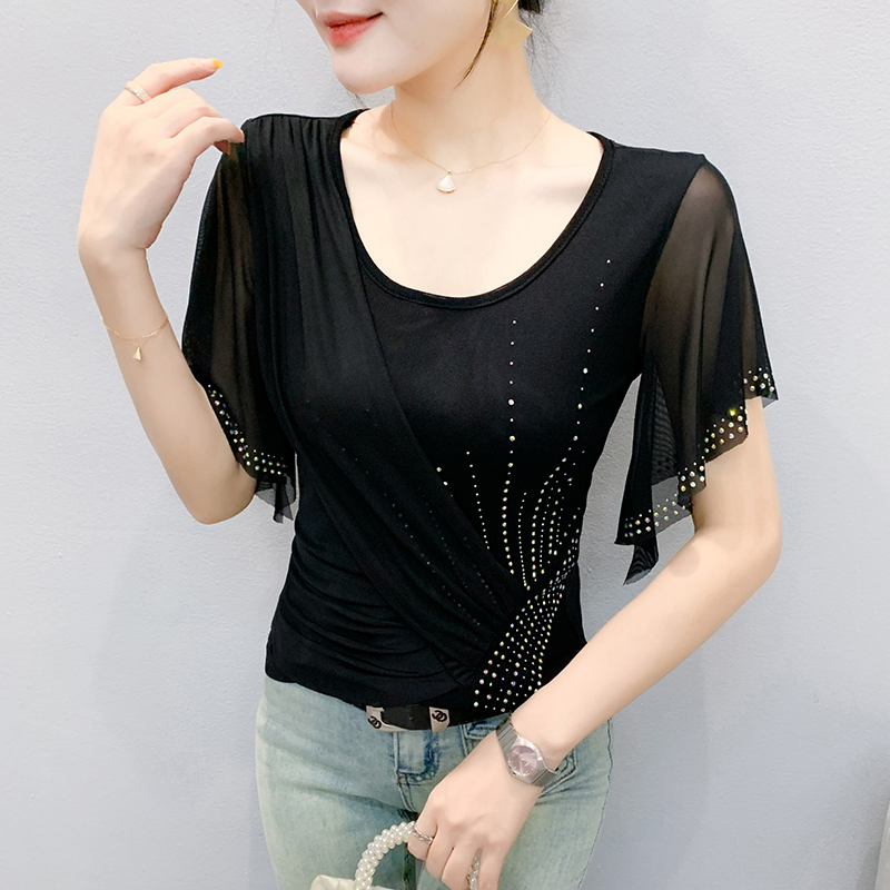 2025年夏 レディース メッシュトップ：カラーブロックデザ - Beaded Trim Fringe のレビューと価格