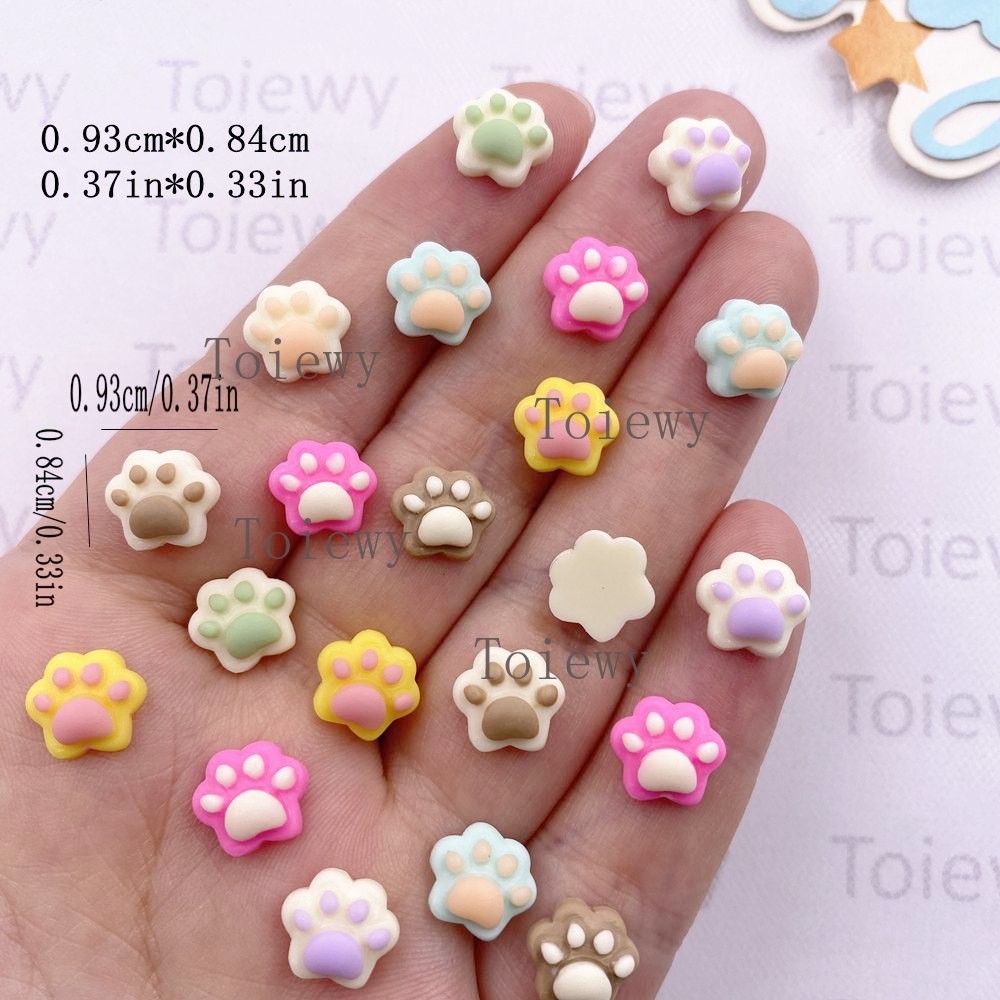 50個ミックスレジン カラフル漫画ミニ猫の肉球アートネイル  - Craft Embellishments のレビューと価格