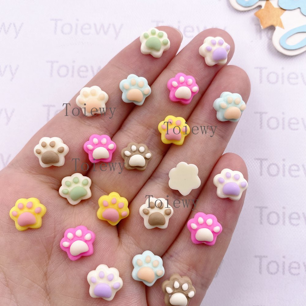 50個ミックスレジン カラフル漫画ミニ猫の肉球アートネイル  - Craft Embellishments のレビューと価格
