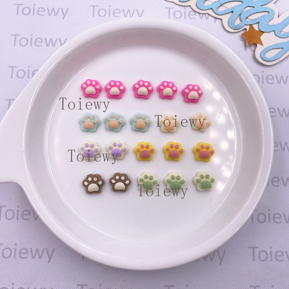 50個ミックスレジン カラフル漫画ミニ猫の肉球アートネイル  - Craft Embellishments のレビューと価格