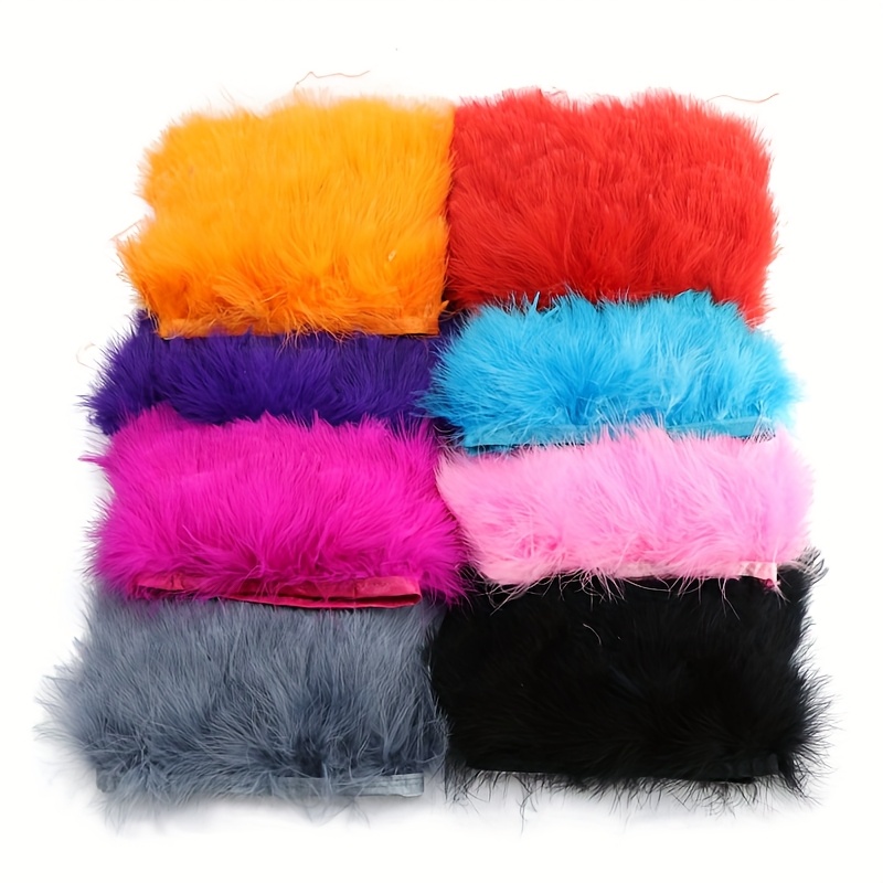 ふわふわの七面鳥の羽飾りフリンジリボン 8-10cm マラブ - Feather Trim Marabou のレビューと価格