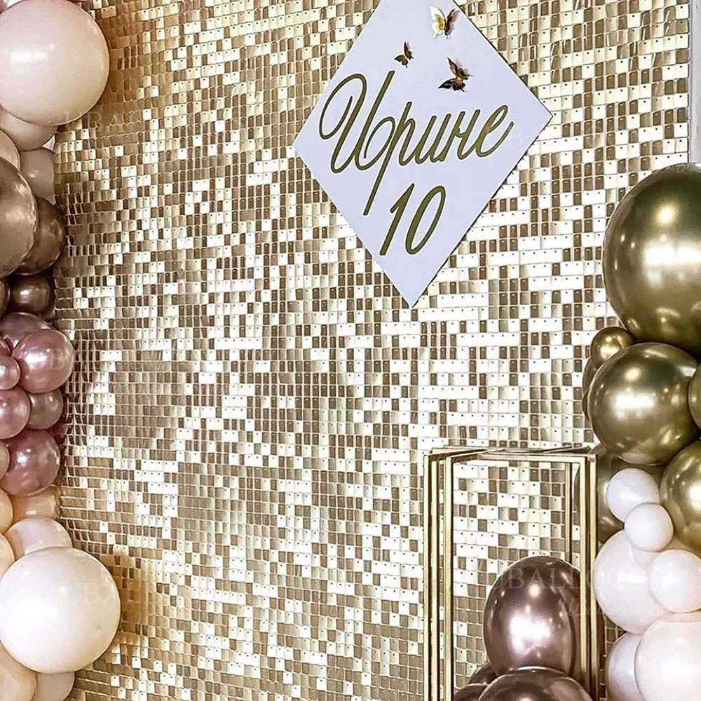 シャンパンゴールドシマー背景パネル 12/24 個ライトゴー - Sequin Fabric Panel のレビューと価格