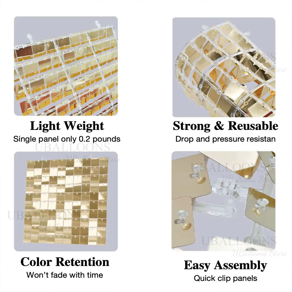 シャンパンゴールドシマー背景パネル 12/24 個ライトゴー - Sequin Fabric Panel のレビューと価格