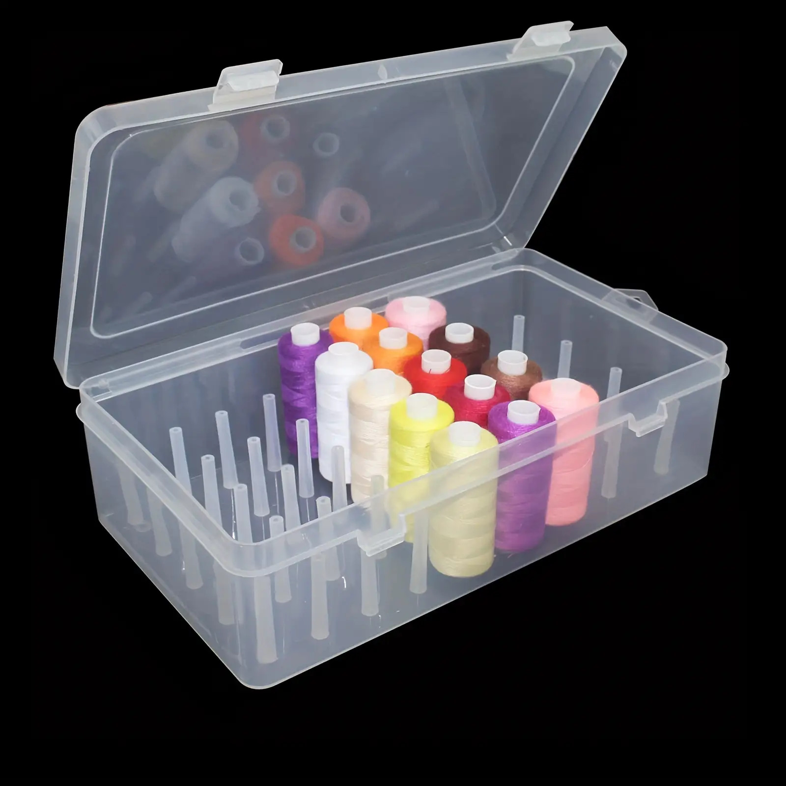 透明なプラスチック製の縫い糸収納ボックス、42個のスロット付 - Craft Embellishment Storage のレビューと価格
