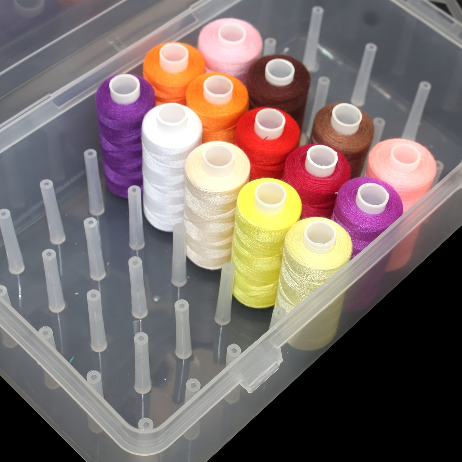 透明なプラスチック製の縫い糸収納ボックス、42個のスロット付 - Craft Embellishment Storage のレビューと価格