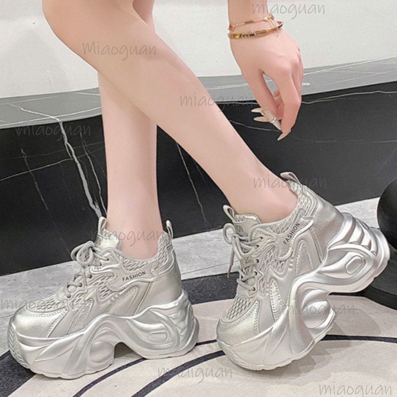 女性のメッシュ通気性チャンキープラットフォームスニーカー女性 - Guipure Lace Panel のレビューと価格
