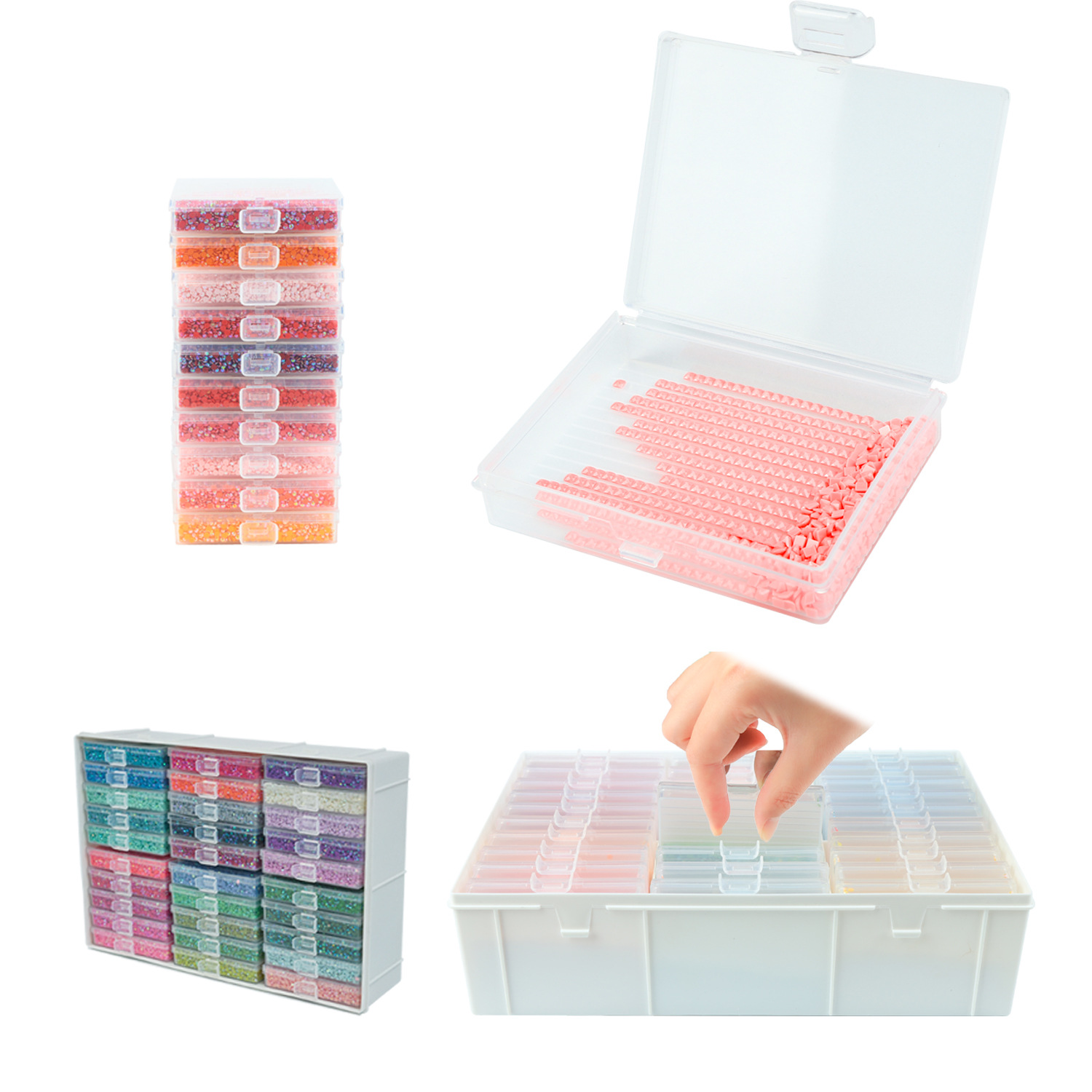 ダイヤモンドペインティングアートトレイセット、60個の収納ボ - Craft Embellishment Storage のレビューと価格
