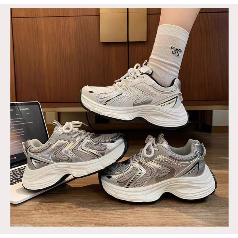 2026 春の女性アンキーダッドスニーカー通気性メッシュプラ - Guipure Lace Panel のレビューと価格