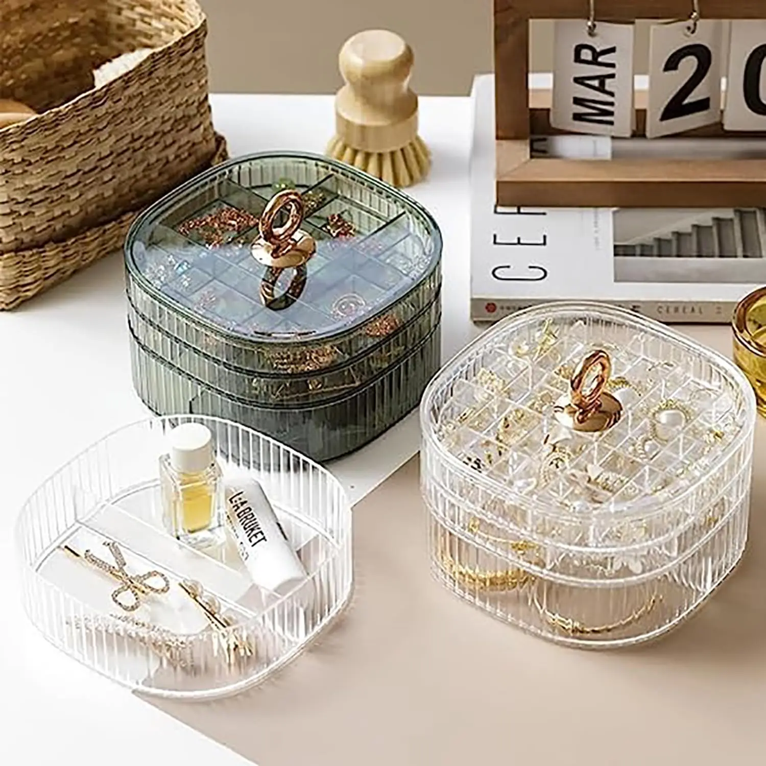 ジュエリーボックス、ハンドル付きジュエリーオーガナイザー、女 - Craft Embellishment Storage のレビューと価格