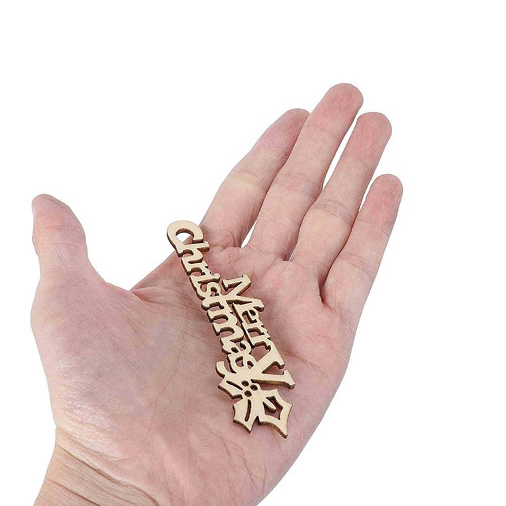 メリークリスマス木製カットアウト、未完成のレターピース、スラ - Craft Embellishments のレビューと価格